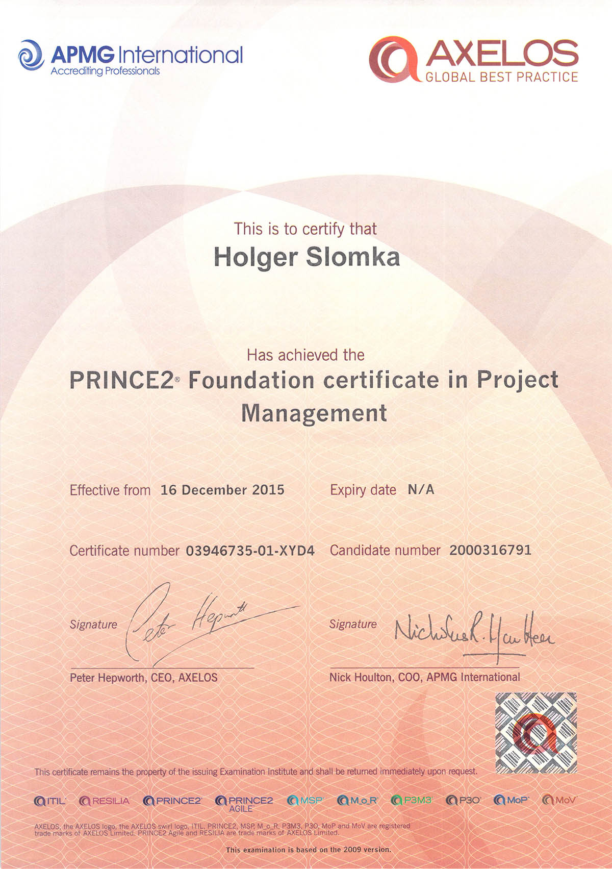 Prince2® Foundation Zertifikat