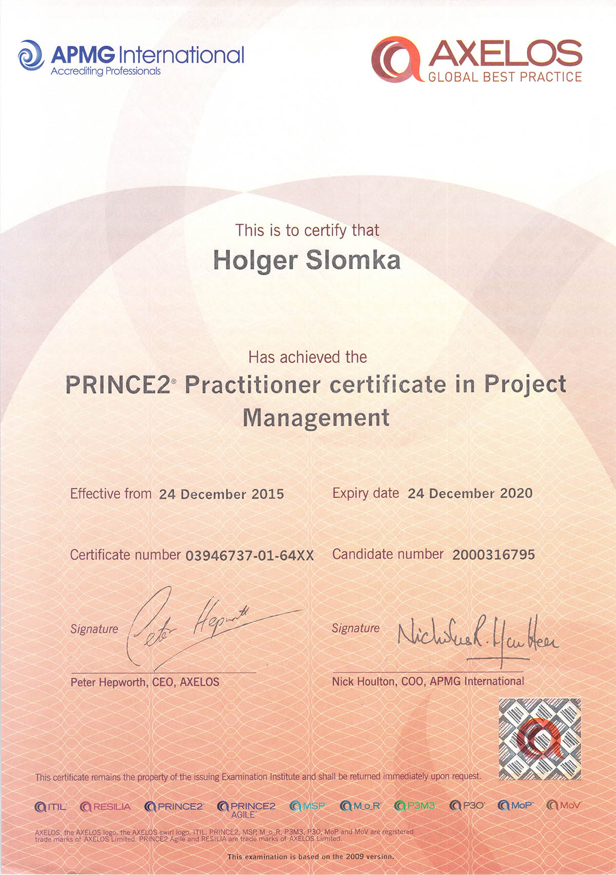 Prince2® Practitioner Zertifikat